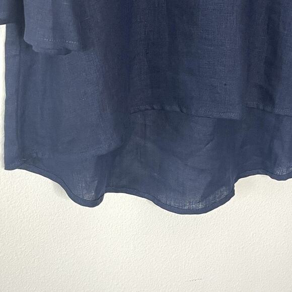 CROWN LINEN DESIGNS NAVY BELLA BELL SLEEVE TUNIC SIZE L NWT - Picture 5 of 10